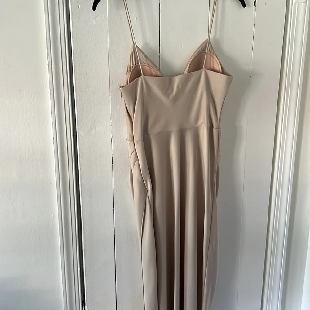 BHLDN Anthropologie Freya Satin Charmeuse Dress In Champagne - Picture 6 of 9
